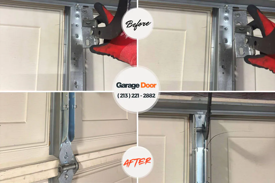 Before and after: garage door repair Bellerose, NY